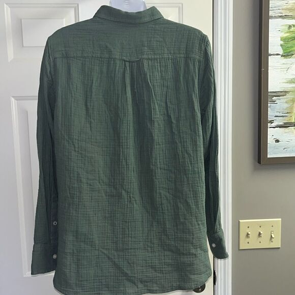 J. Crew Women’s Green Long Sleeve Super Soft Cotton Button Down Shirt- Size 6 - Picture 8 of 14